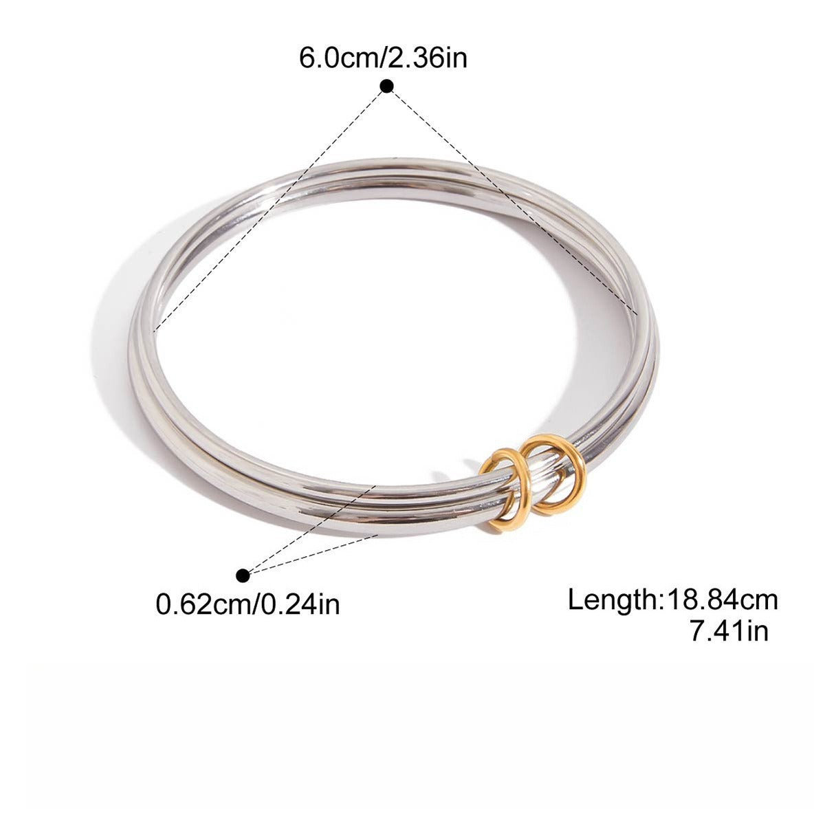 18K gold and S925 silver multi-strand bracelet with contrasting colors. Vera Lux
