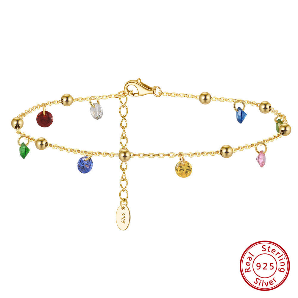 S925 Sterling Silver Colorful Zircon Starry Sky Anklet Vera Lux