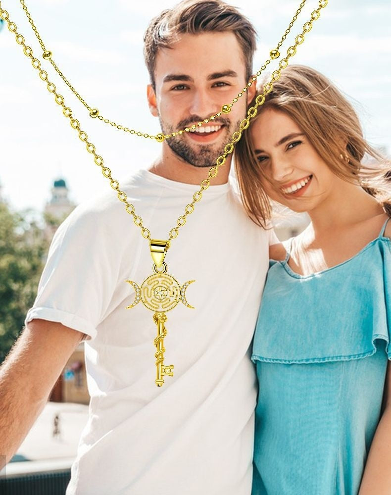 Serpentine Key Double Layered Necklace Vera Lux