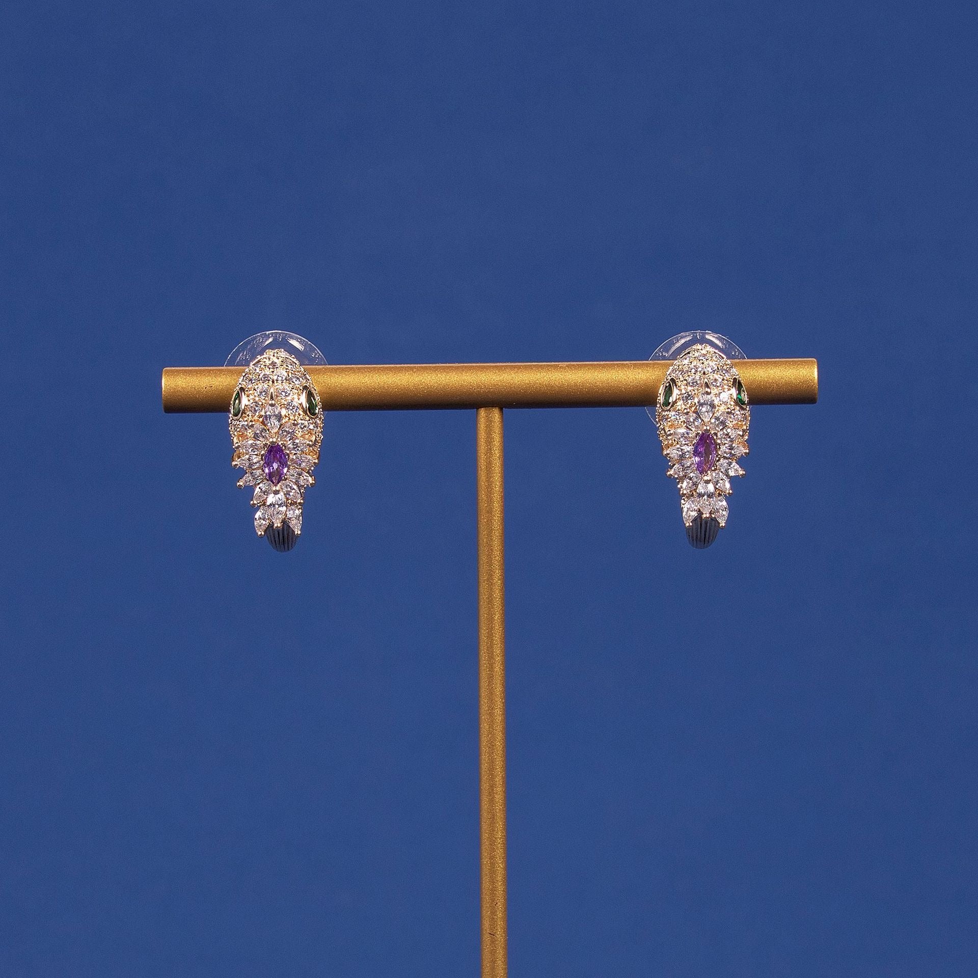 S925 Silver Needle Zircon Snake Stud Earrings Vera Lux