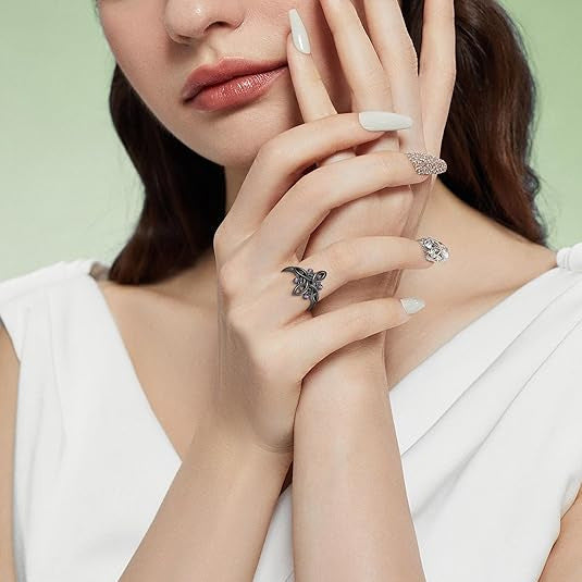 Purple Zircon Gun Black Personalized Hollow-Out Ring European And American High-End Style Vera Lux