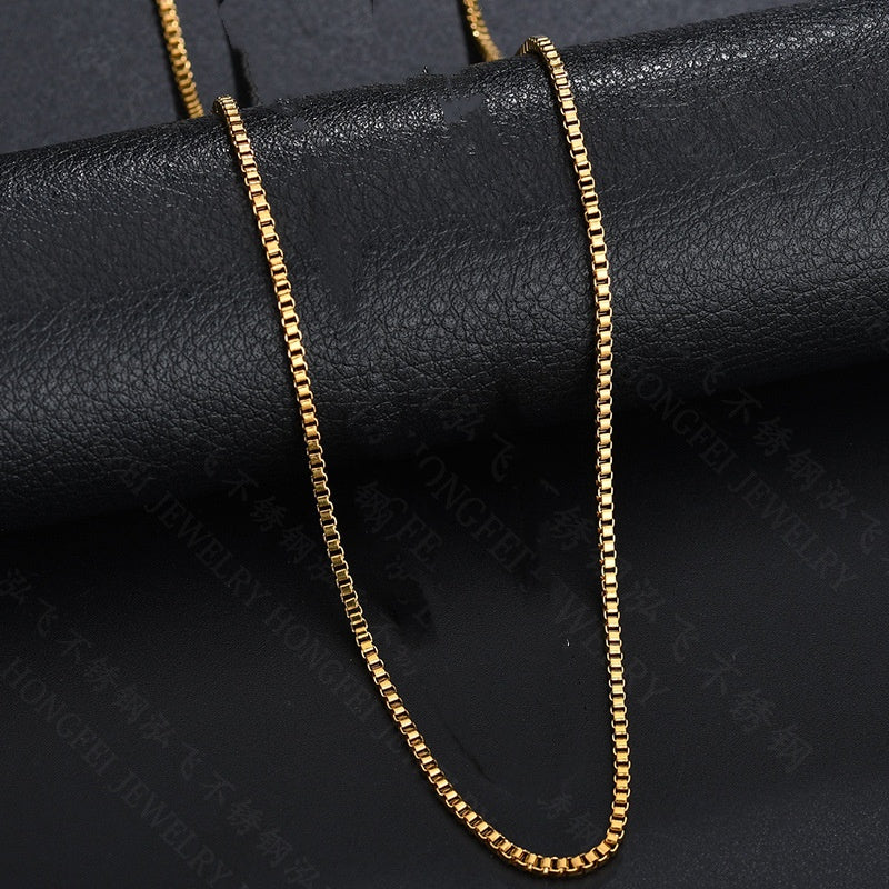 Simple Pendant-Free Necklace Titanium Steel Box Chain Necklace For Women Vera Lux