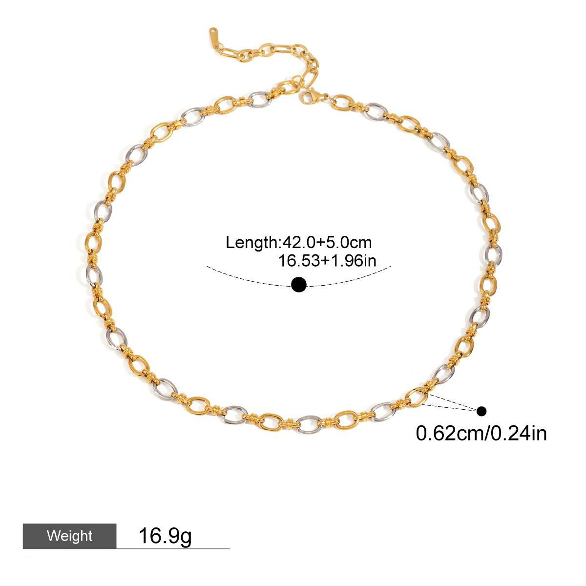 18K gold chain with gold and silver color matching design simple and elegant necklace Vera Lux