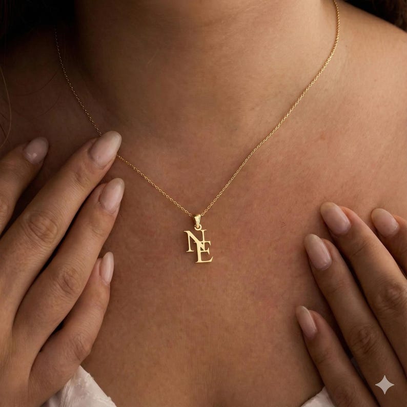 Custom interwoven double letter necklace Vera Lux