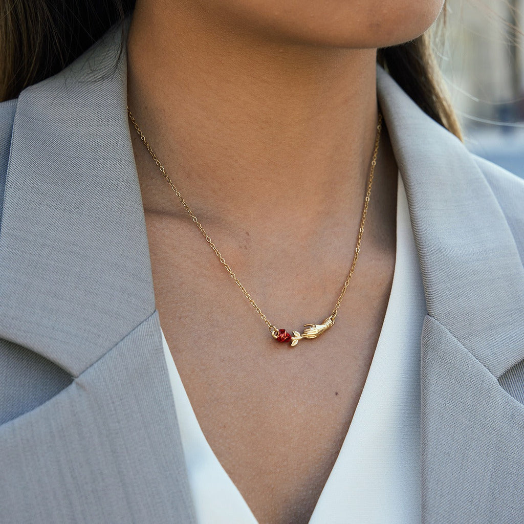 18K gold rose flower clavicle necklace Vera Lux
