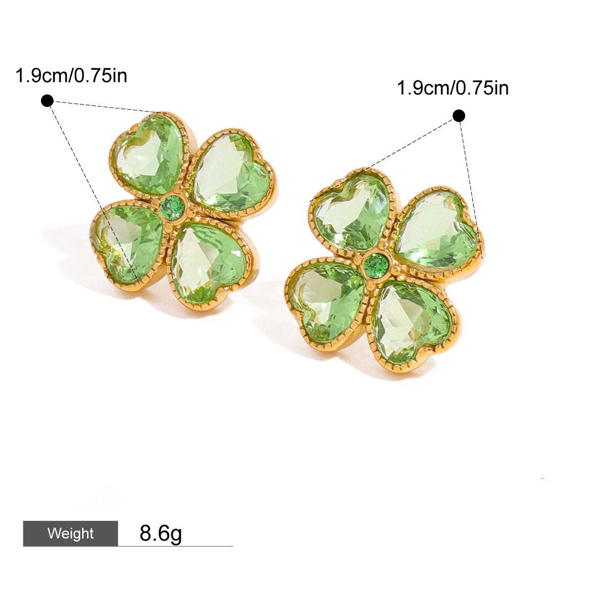 18K gold geometric/flower-shaped inlaid gemstone design light luxury noble earrings Vera Lux