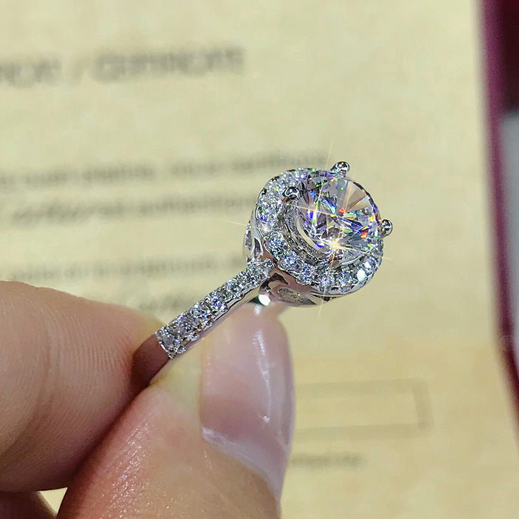 New Simulated Moissanite Ring For Women, INS Style Cluster Zircon Adjustable Band Vera Lux