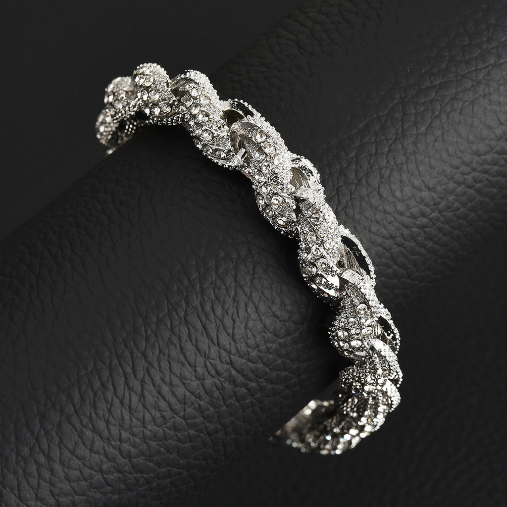 European And American Hip-Hop Mens Necklace 10mm Alloy Braided Chain With Diamonds Vera Lux