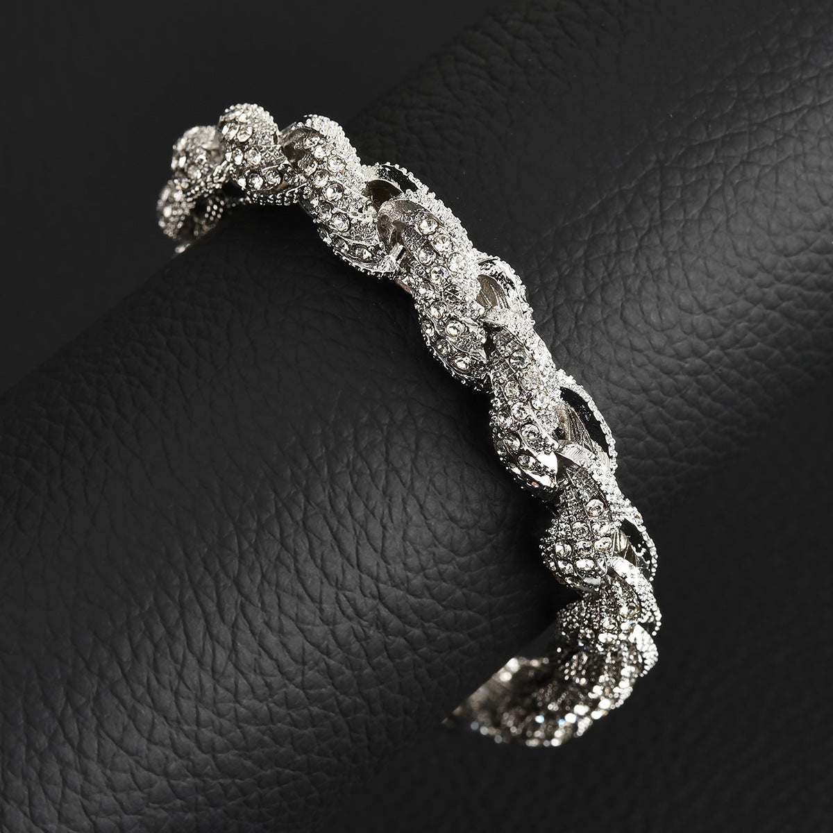 European And American Hip-Hop Mens Necklace 10mm Alloy Braided Chain With Diamonds Vera Lux