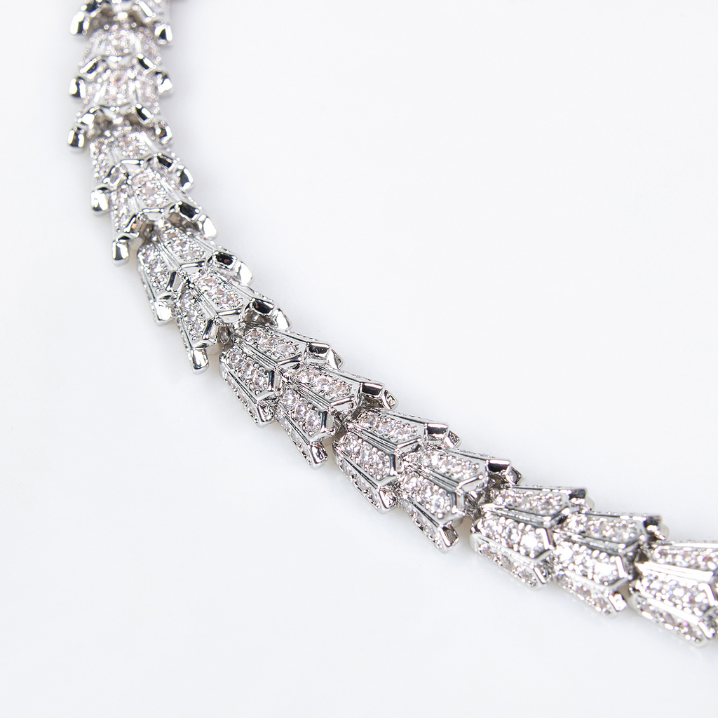 Serpentine Tassel Necklace with Diamonds and Zirconia Vera Lux