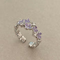 Sweet Cool Purple Flower Ring For Women, Ins Style, Niche Design, Elegant & Light Luxury, Adjustable Opening Band, Personalized Index Finger Ring Vera Lux