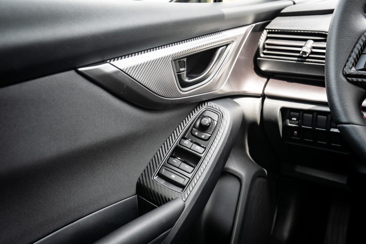 3D Carbon Door Switch Panel Overlays (Front / Rear) - 2022+ Subaru WRX StickerFab
