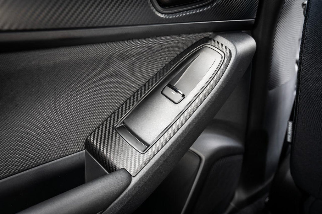 3D Carbon Door Switch Panel Overlays (Front / Rear) - 2022+ Subaru WRX StickerFab