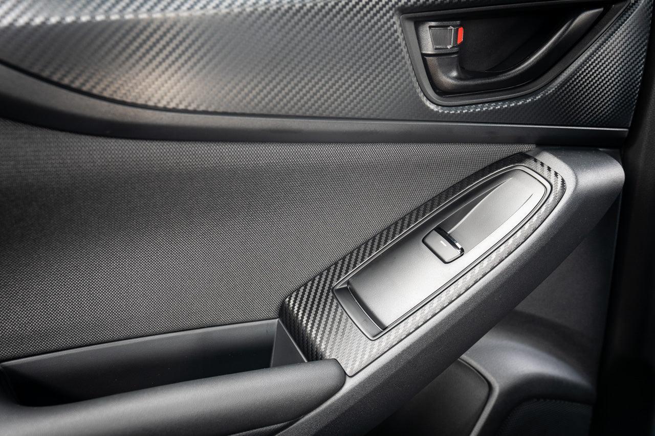 3D Carbon Door Switch Panel Overlays (Front / Rear) - 2022+ Subaru WRX StickerFab