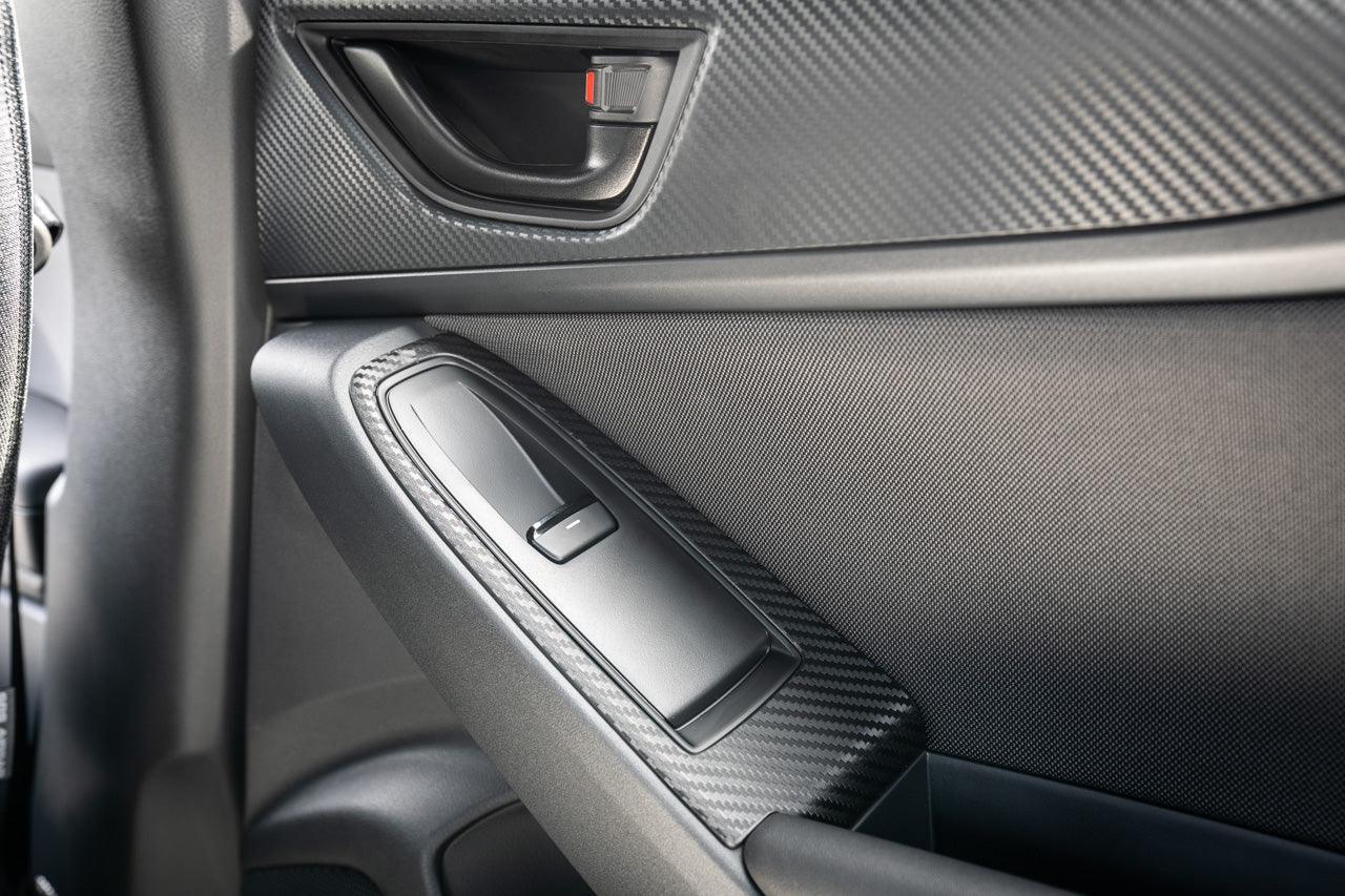 3D Carbon Door Switch Panel Overlays (Front / Rear) - 2022+ Subaru WRX StickerFab