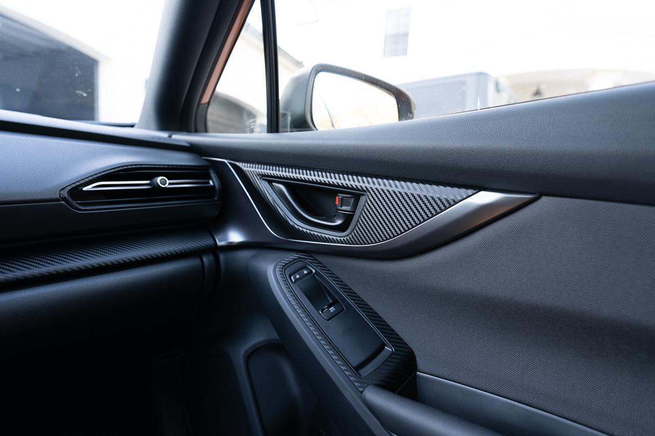 3D Carbon Interior Door Handle Trim Overlay Part 1 - 2022+ Subaru WRX StickerFab