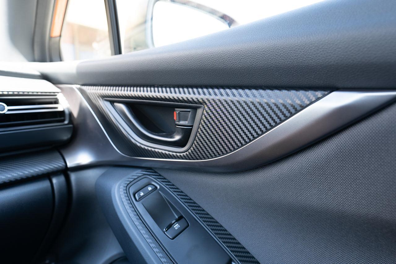 3D Carbon Interior Door Handle Trim Overlay Part 1 - 2022+ Subaru WRX StickerFab