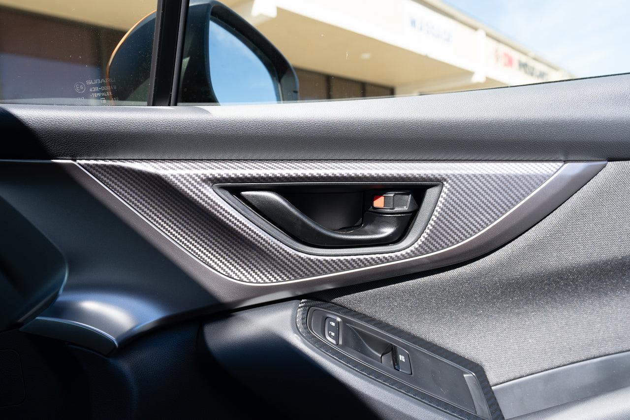 3D Carbon Interior Door Handle Trim Overlay Part 1 - 2022+ Subaru WRX StickerFab