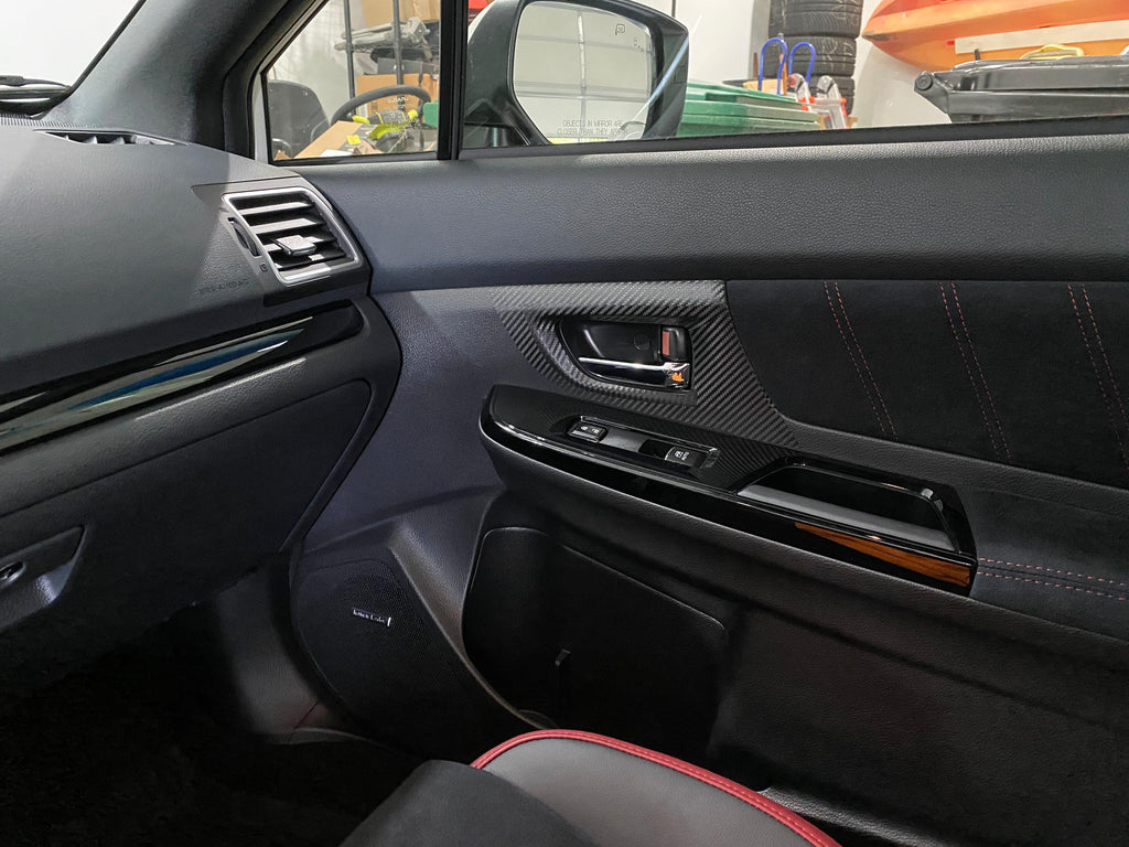 3D Carbon Interior Door Handle Trim Overlays - 2015-2021 WRX / STI StickerFab