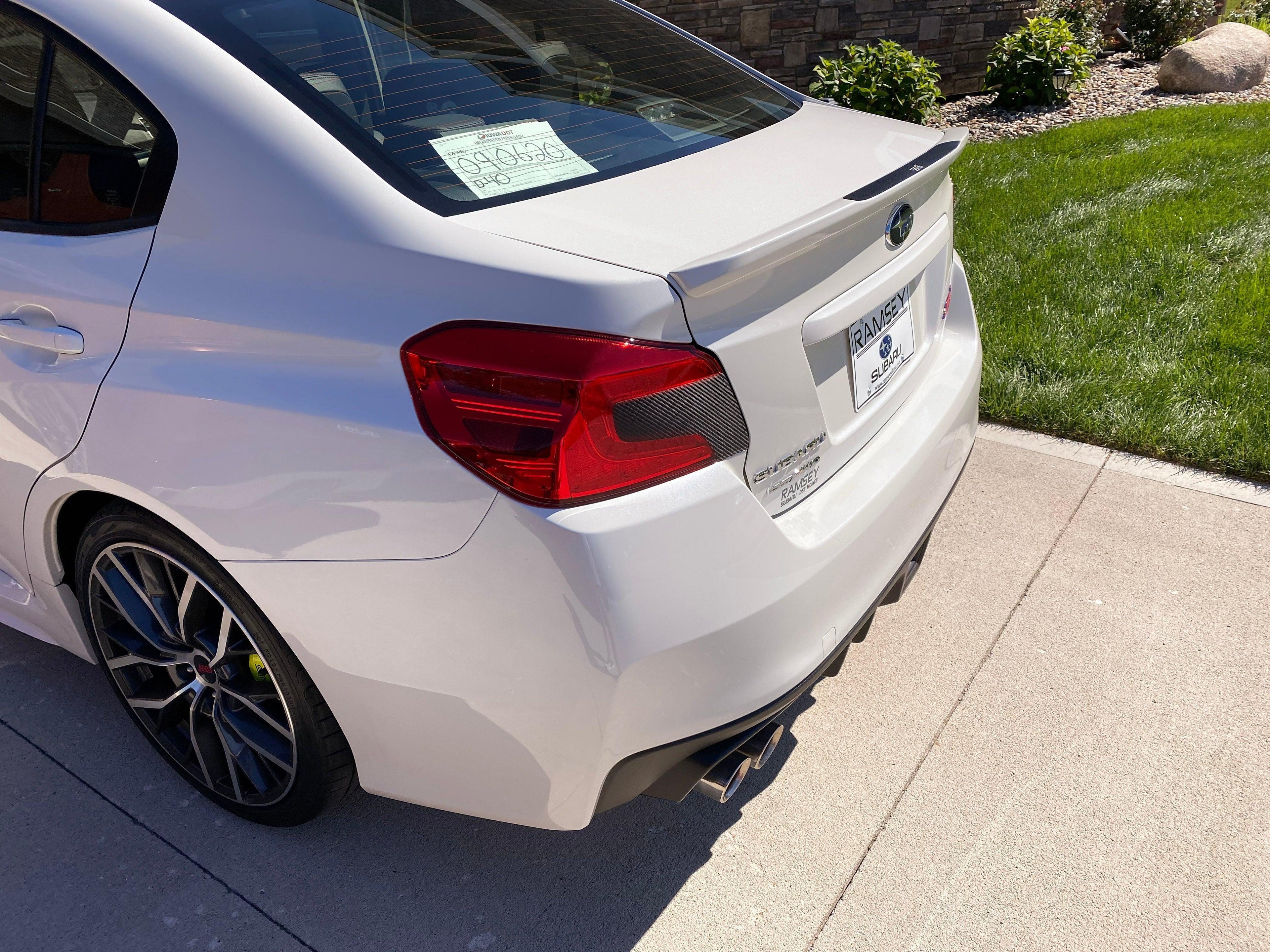 3D Carbon Low Profile OEM Spoiler Protector Accent with Logo - 2015-2021 WRX / STI StickerFab