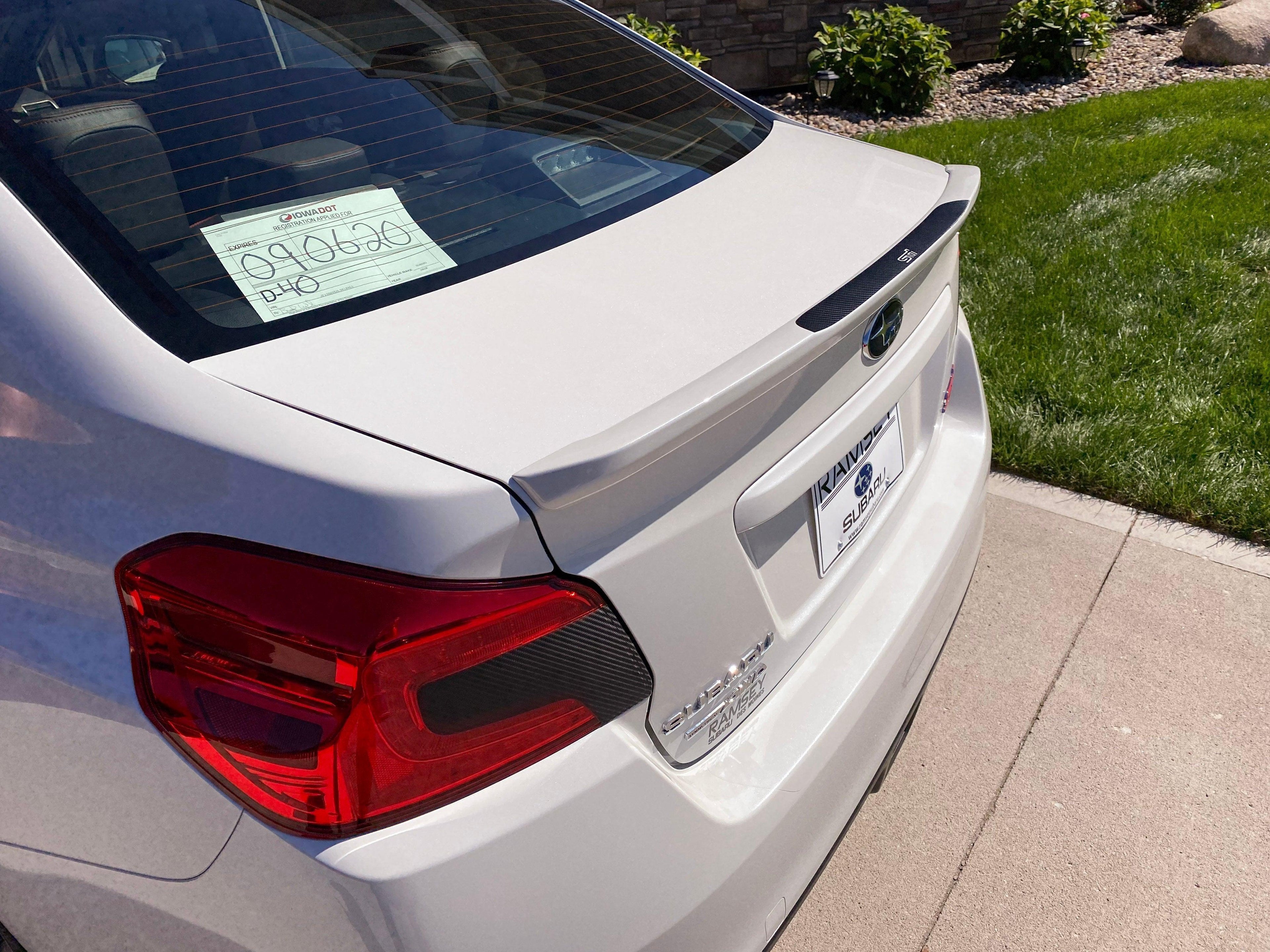 3D Carbon Low Profile OEM Spoiler Protector Accent with Logo - 2015-2021 WRX / STI StickerFab