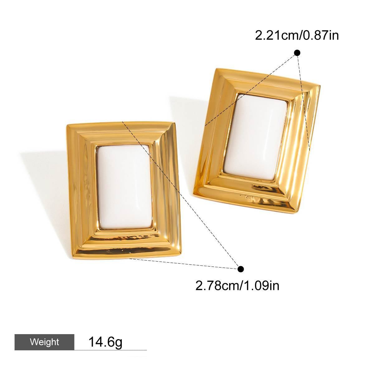 18K gold geometric square with texture design classic retro earrings Vera Lux