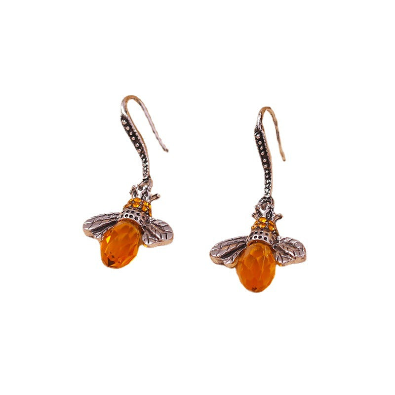Zircon Bee Earrings Crystal-Encrusted Vintage Little Bee Earrings Vera Lux