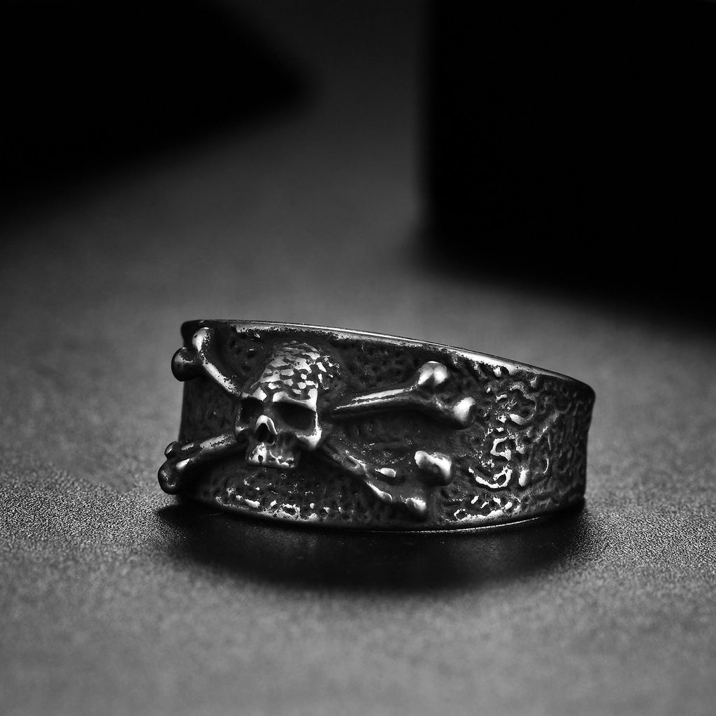 Titanium Steel Punk Skull Personality Retro Mens Ring Vera Lux