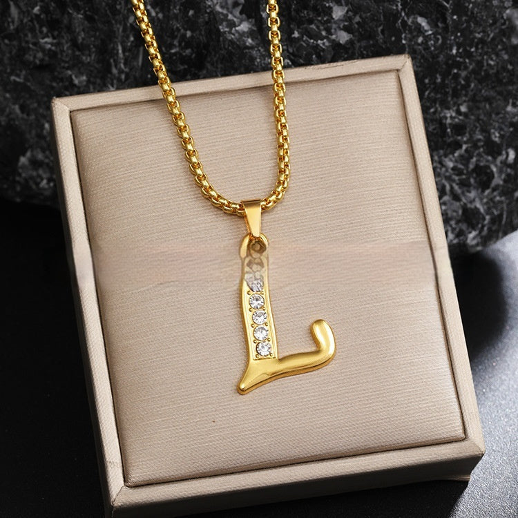 26 Diamond-Encrusted English Alphabet Necklaces Vera Lux
