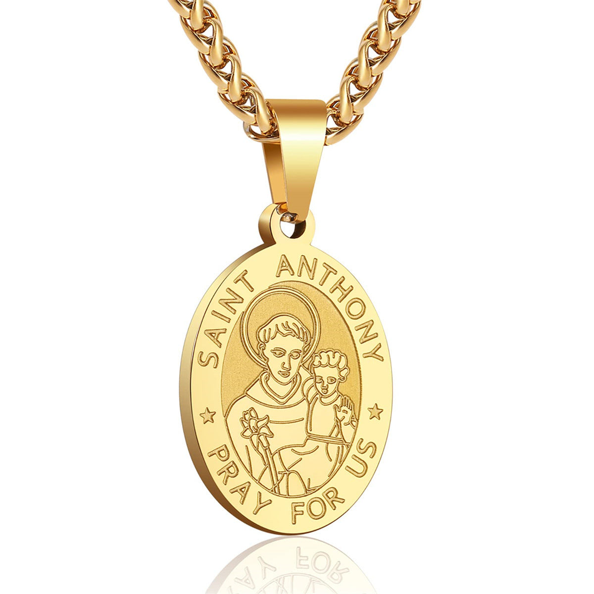 Double-Sided Portrait Medal Cross Stainless Steel Pendant Necklace For Men And Women Vera Lux