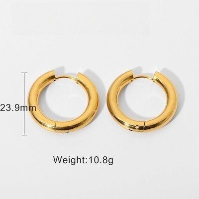 18K gold-plated, lightweight, and luxurious titanium steel stud earrings. Vera Lux