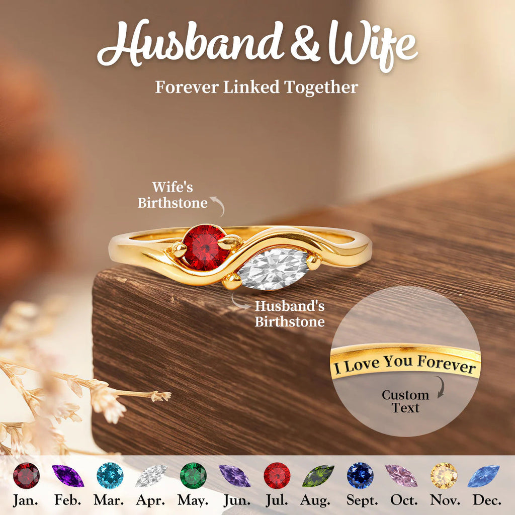 Elegant Wave Birthstone Ring Vera Lux