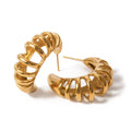 18k gold crescent-shaped earrings with hollow design, trendy and personalized Vera Lux