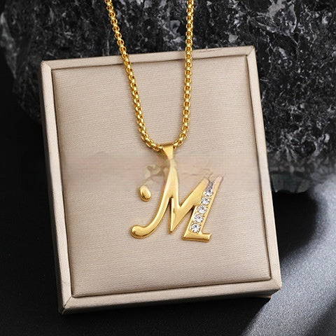 26 Diamond-Encrusted English Alphabet Necklaces Vera Lux