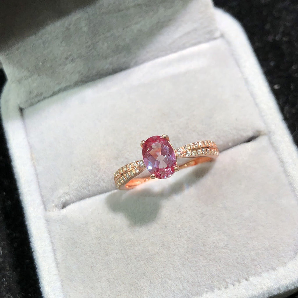 Colorfast High-end 18K Gold-plated Ring With Natural Amethyst Vera Lux