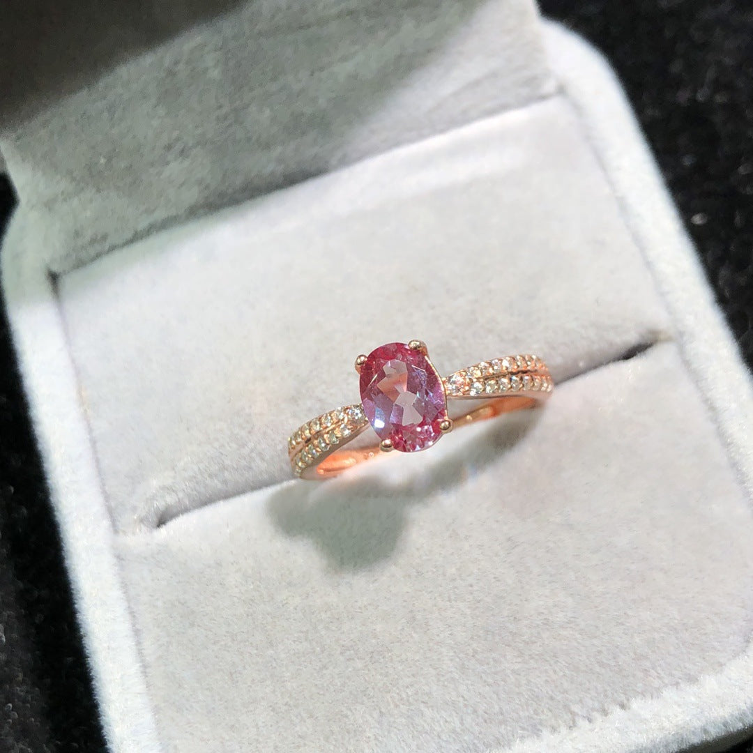 Colorfast High-end 18K Gold-plated Ring With Natural Amethyst Vera Lux