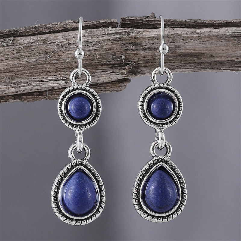 Retro Ethnic-Style Floral Waterdrop-Shaped Alloy Earrings Vera Lux