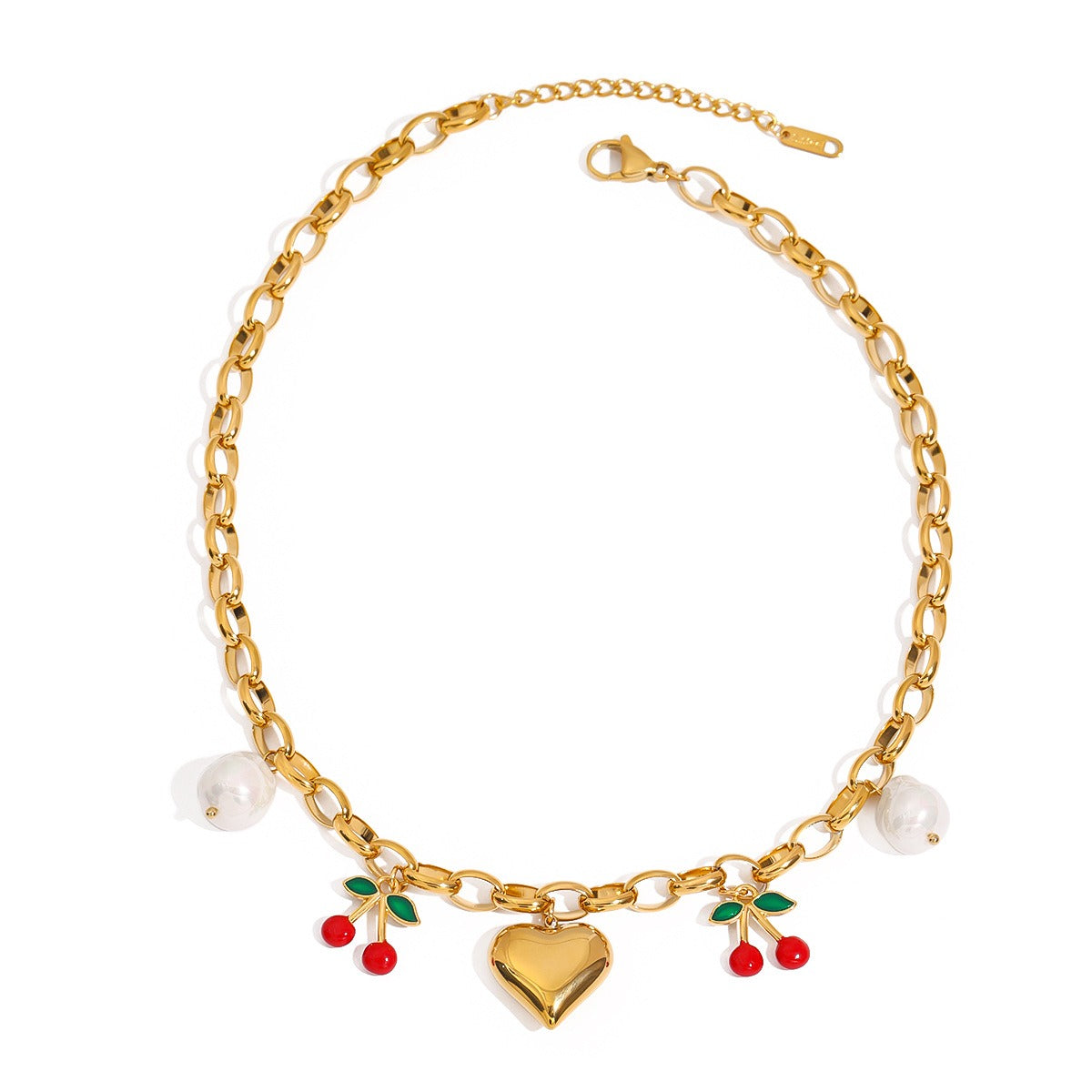 18K gold heart with cherry design exquisite and noble necklace Vera Lux