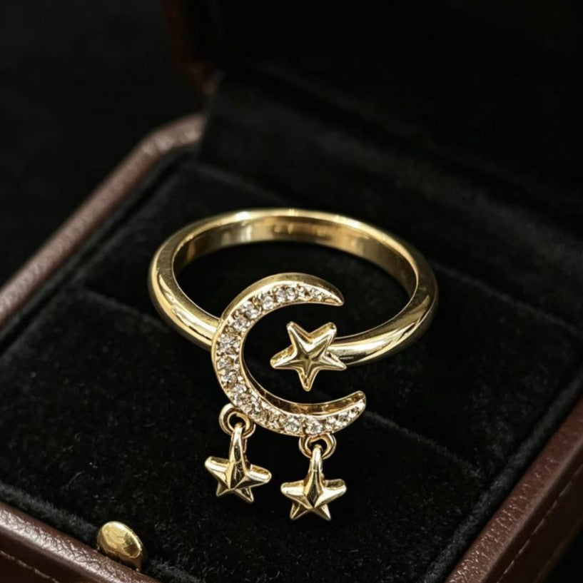 Affordable Luxury Star And Moon Open Ring For Women Vera Lux