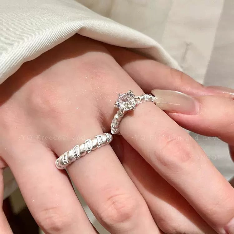 2026 New High-End Sparkling Zircon Brushed Open Ring For Women, Light Luxury Niche Index Finger Ring Vera Lux