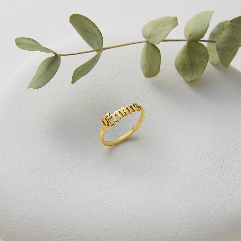Customized Smooth Name Engraving Ring Vera Lux