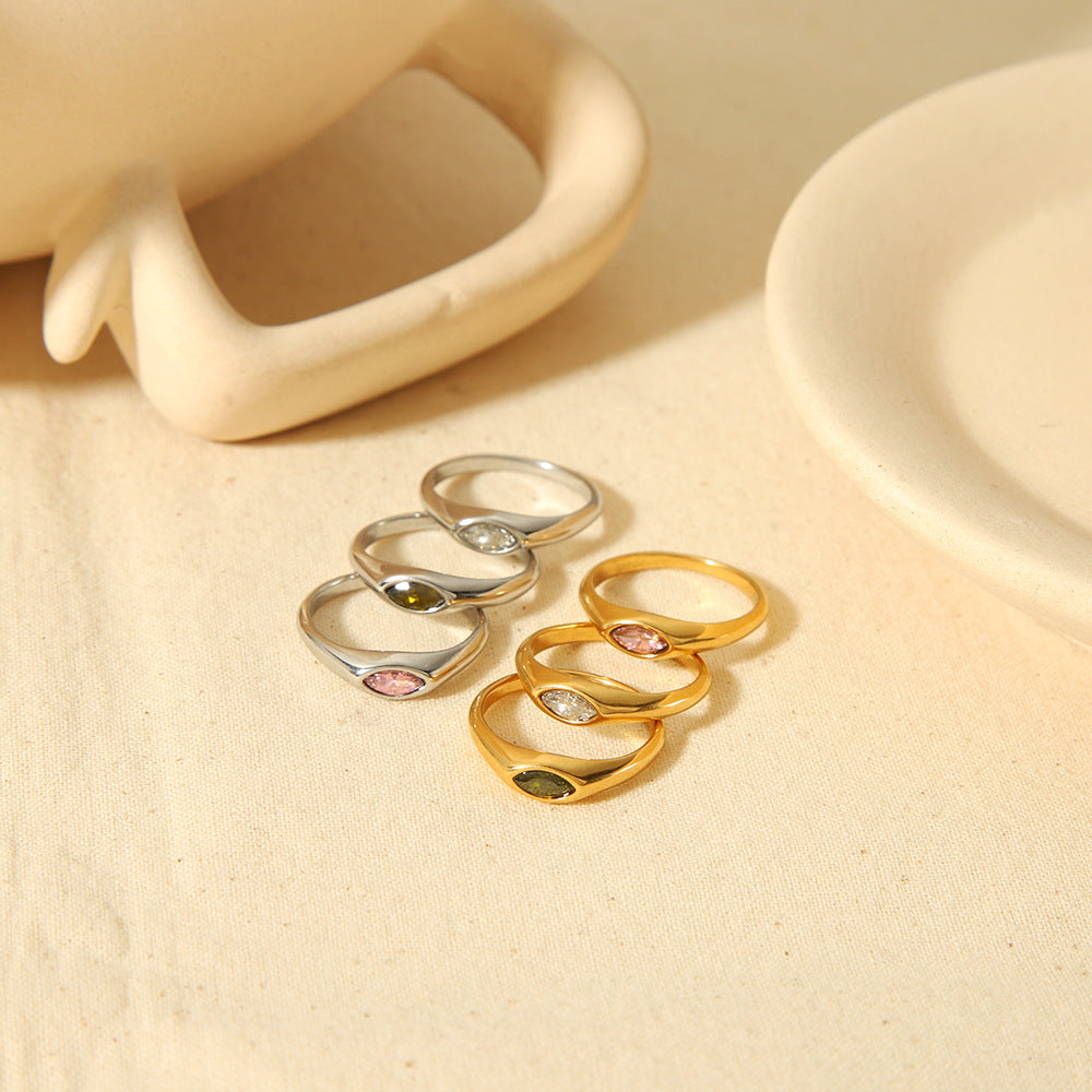 Retro 18K Gold Stainless Steel Ring With Zircon Inlays Vera Lux