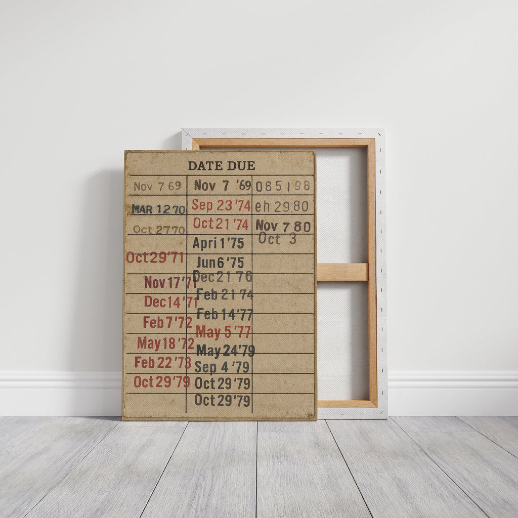 Vintage Library Date Due Card – Retro Paper Texture Wall Art Kooly