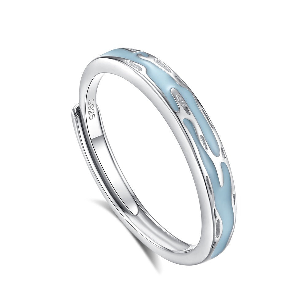 S925 sterling silver Jiangnan Misty Rain fluorescent couple ring Vera Lux