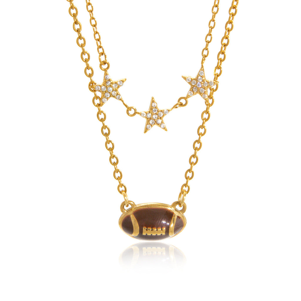 Stainless Steel Football Pendant Necklace Vera Lux