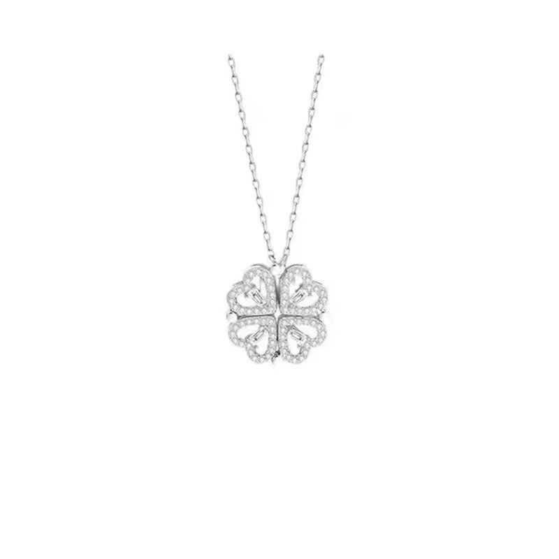 Heart-shaped four-leaf clover necklace with micro-inlaid zircon Vera Lux