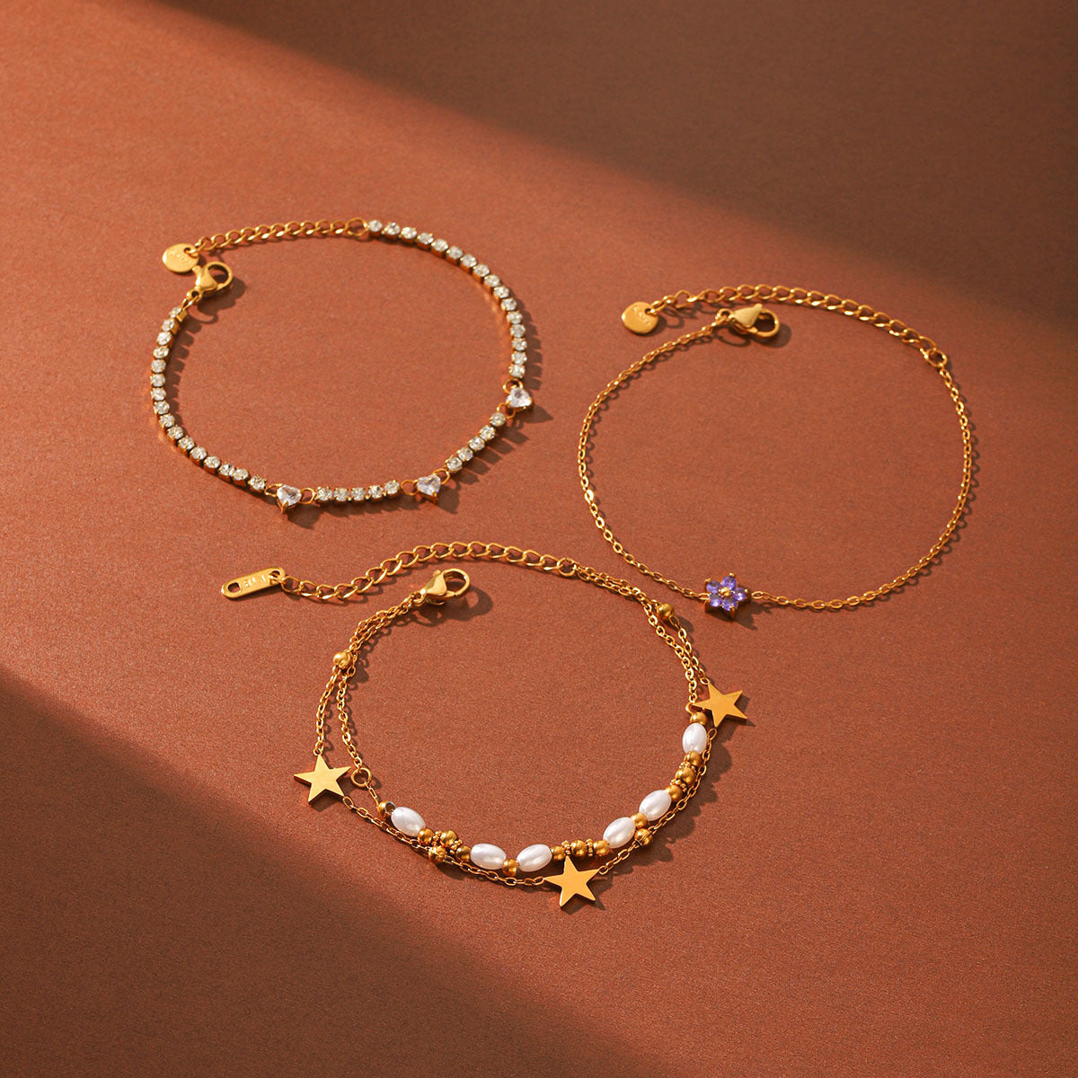 Resort-style 18K Gold Stainless Steel Zircon Bracelet Vera Lux