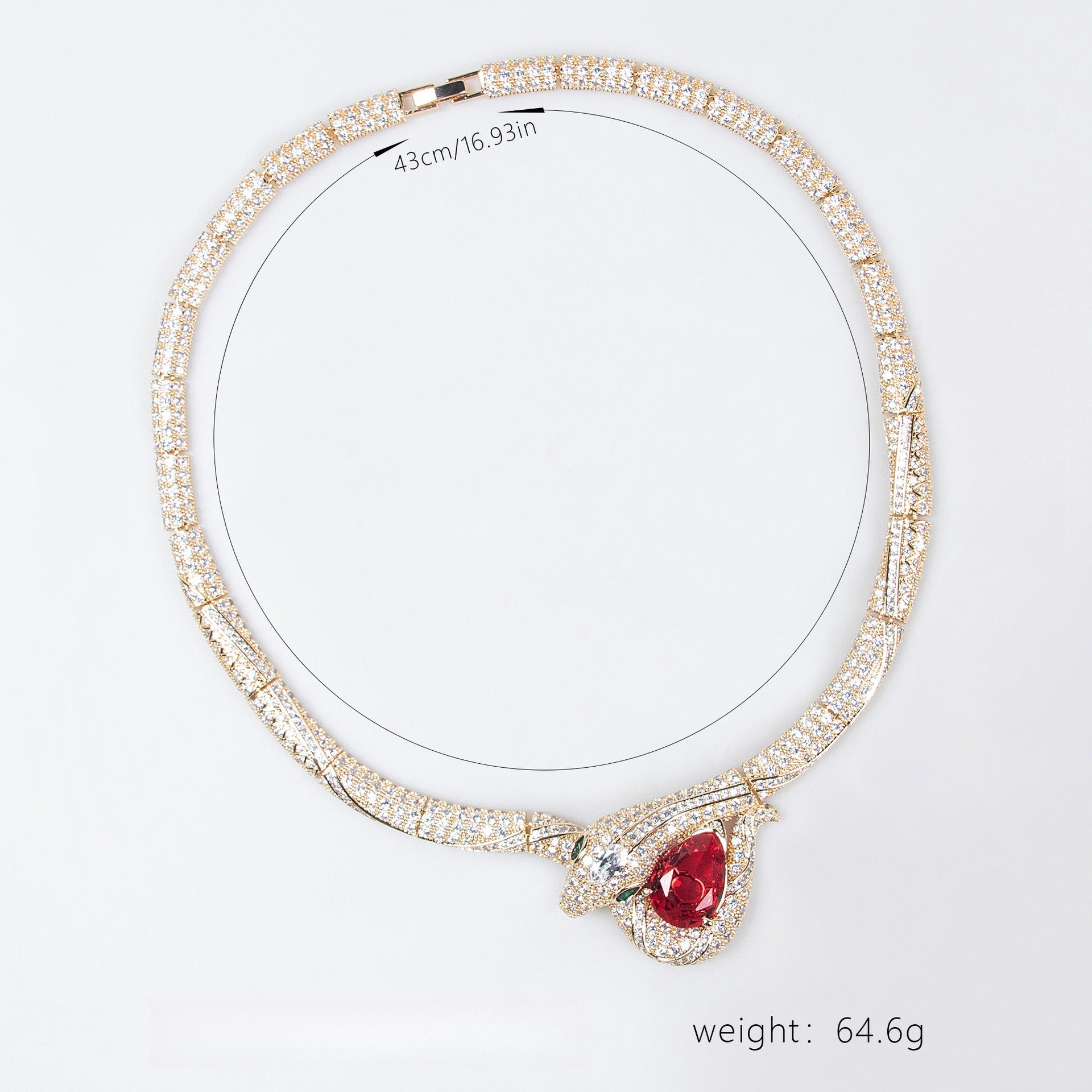 18K Gold "Petite Luxury" Snake-and-Bamboo-Knot Zircon Necklace Vera Lux