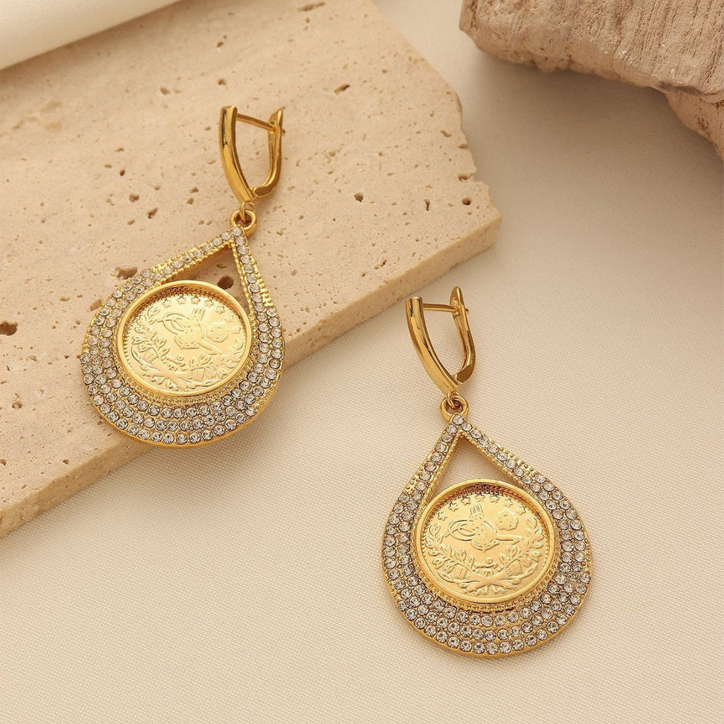 18K Gold Coin Stud Earrings Vera Lux