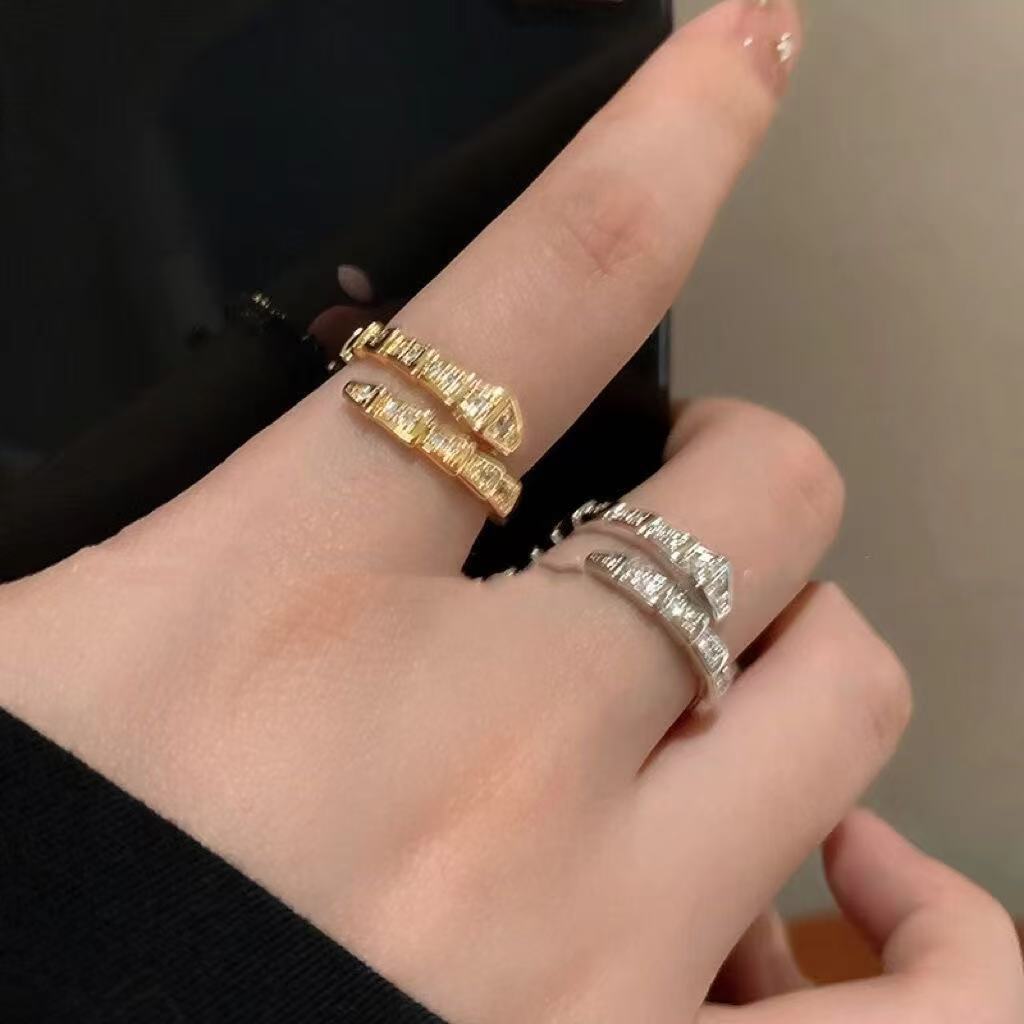 S925 Sterling Silver Sparkling Zircon Spirit Snake Ring For Women, Premium Open Ring, Simple & Versatile, Light Luxury Niche Design Finger Ring Vera Lux